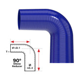 Redback Silicone Hose (2" in, 2-1/2" out) 90° Bend Reducer
