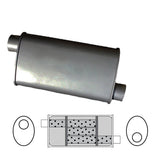 Redback Universal Muffler 8" x 4" Oval, 12" Long, 2" Inlet Offset/Offset, Triflow