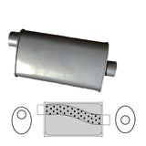 2.5" Redback Muffler 8" x 4" Wide Oval, 16" Long, Offset/Centre - Megaflow (No Spigots)