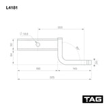 TAG Tow Ball Mount - 203mm Long, 90° Face, 50mm Square Hitch