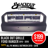 Black out Grille - Suits Ford PX Ranger 2015 - 2018