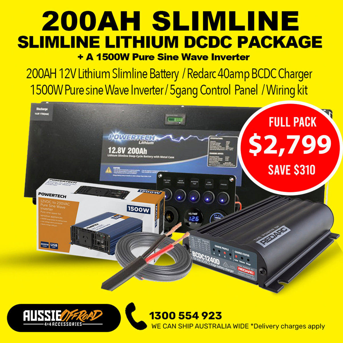 200AH Slimline Lithium battery  Complete Package