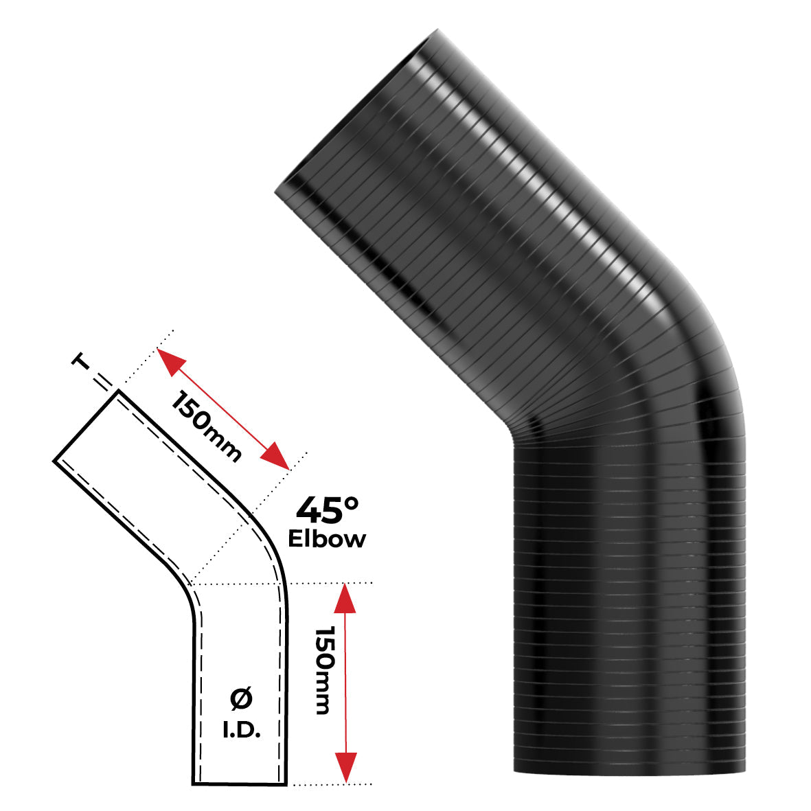 Redback Silicone Hose (2") 45° Bend
