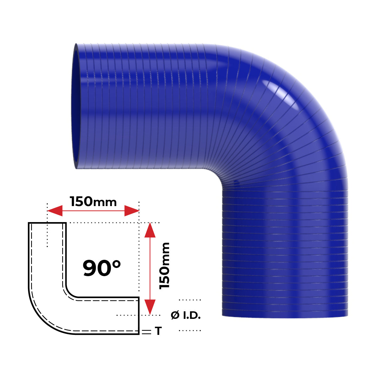 Redback Silicone Hose (3-1/2") 90° Bend