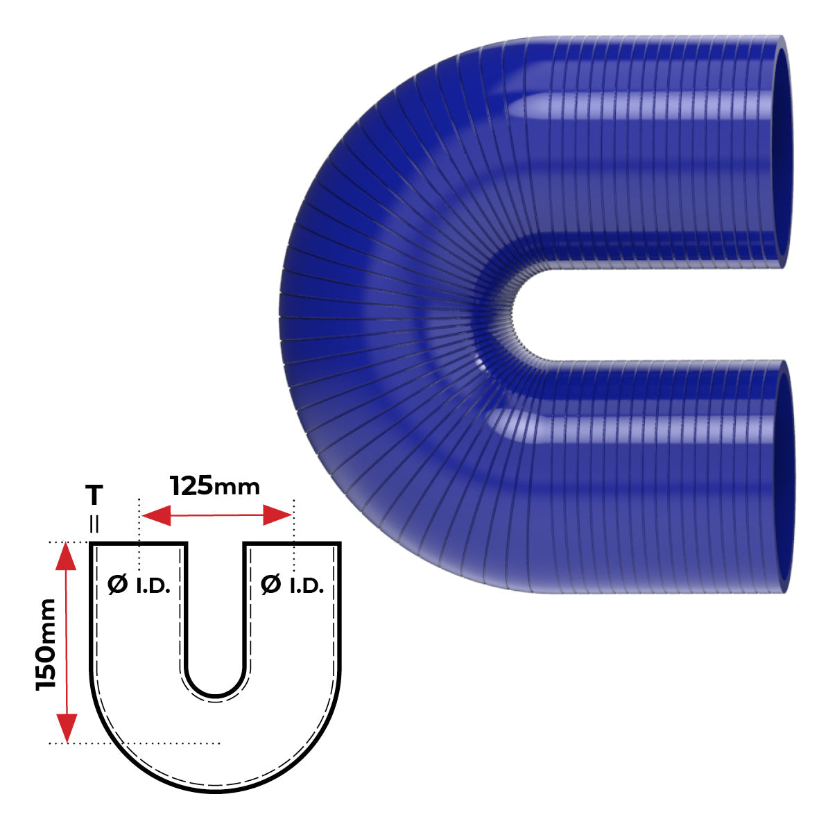 Redback Silicone Hose (2") 180° Bend