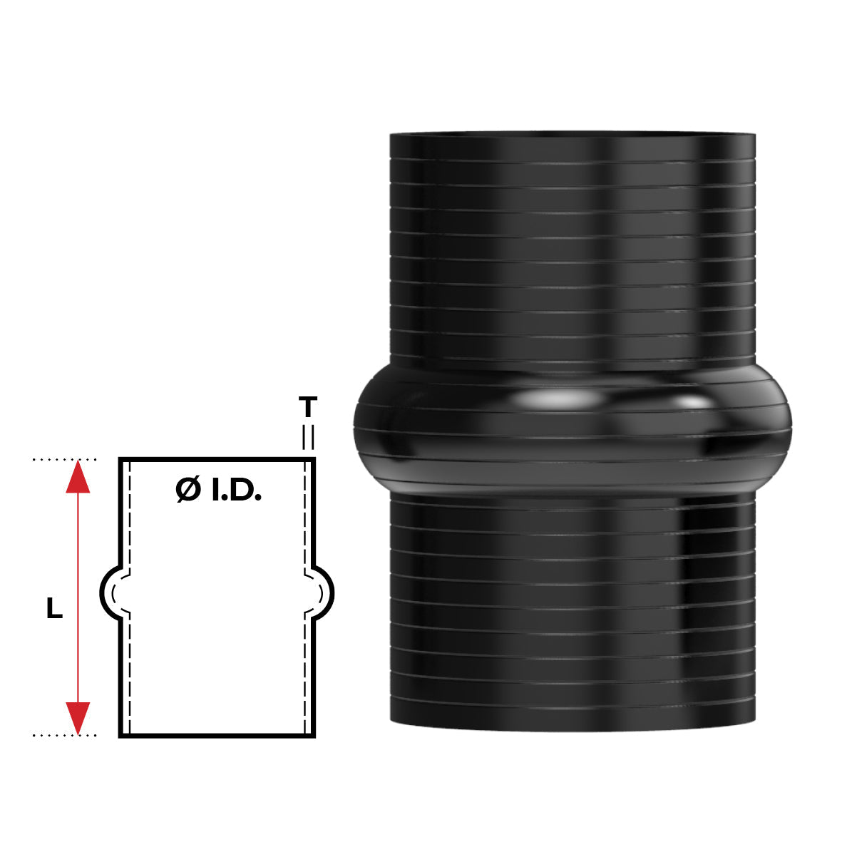 Redback Silicone Hose (2-1/2") Straight hump