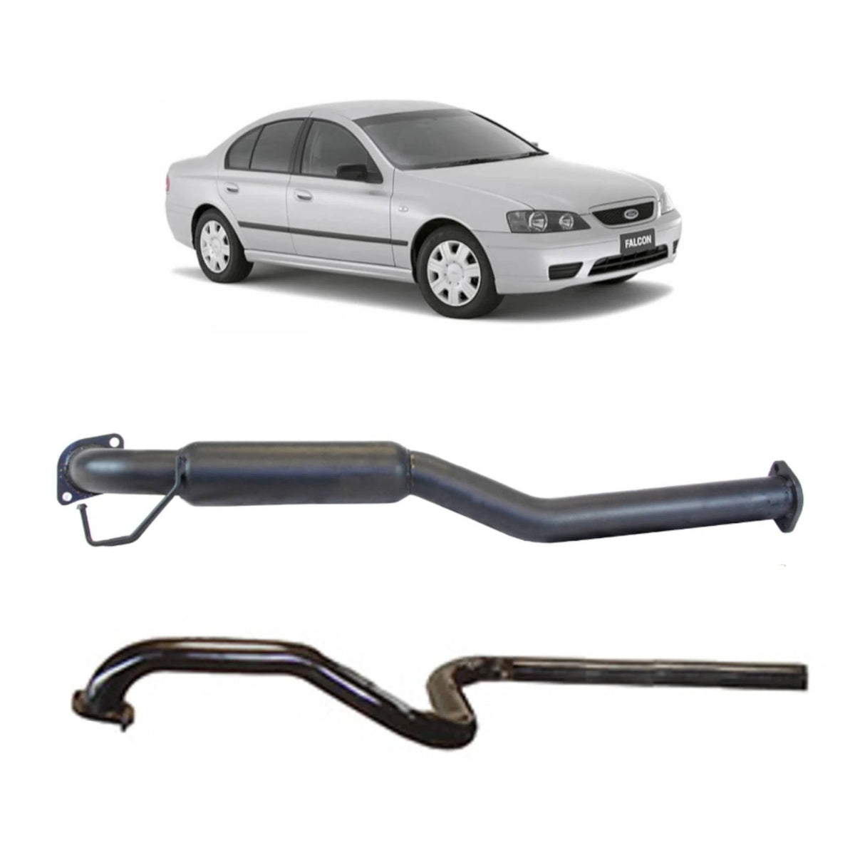 Redback 2.5" Catback Exhaust with Hotdog Centre and Single Outlet Rear Muffler Delete for Ford Falcon BA BF Sedan(2003 -  2008)