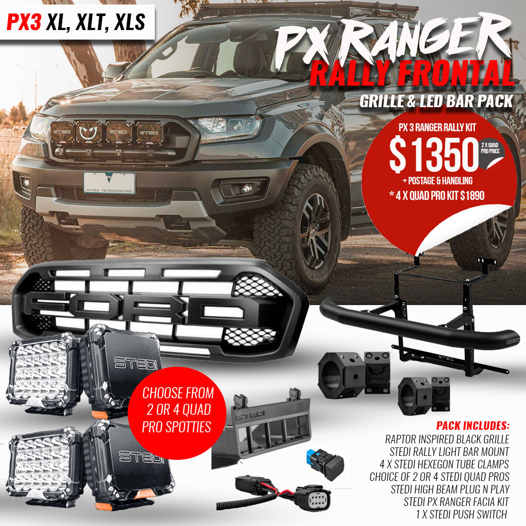 Ford Ranger PX3 Black Grille + Stedi Rally Pack + Quad Pro