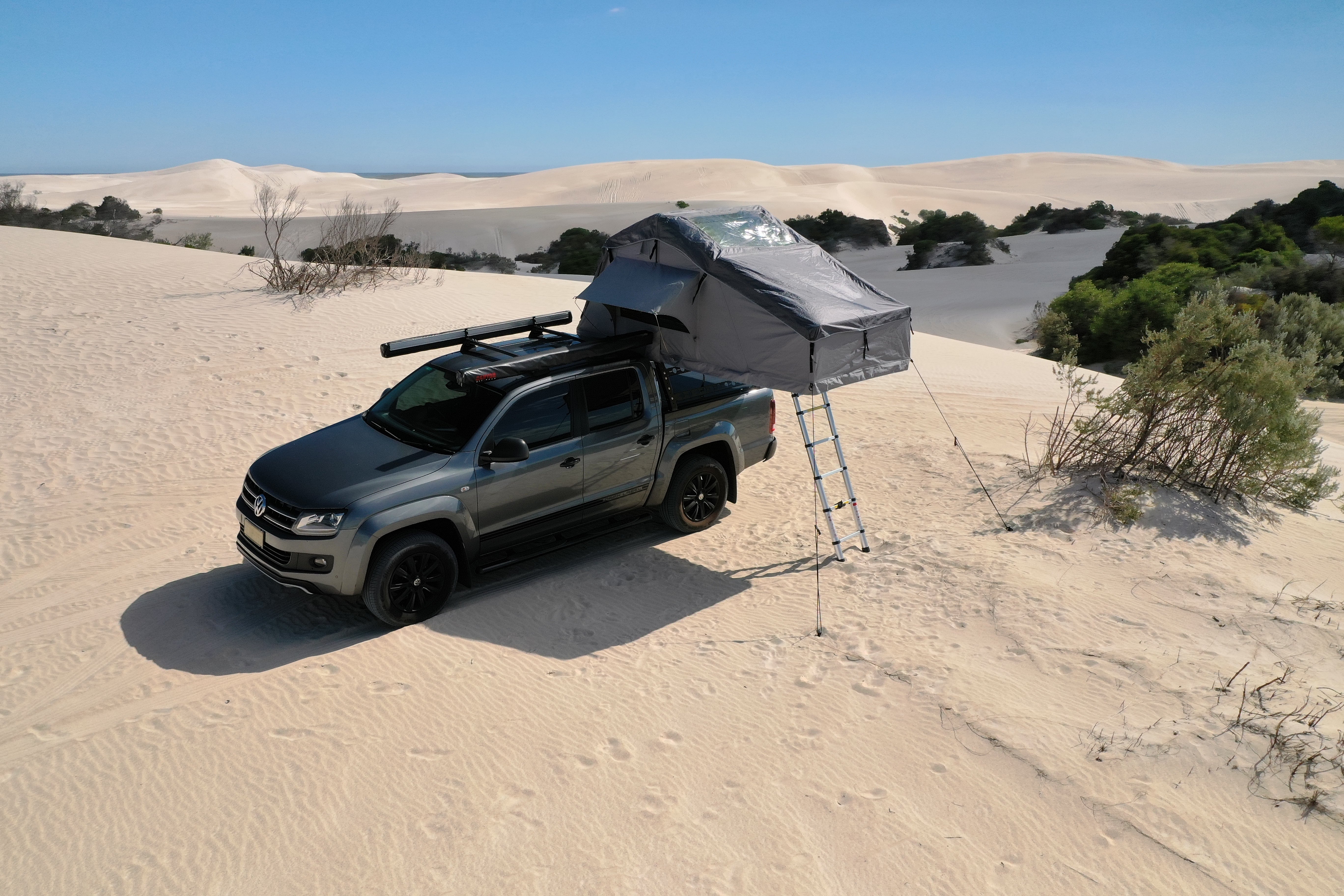 Camping Package - Roof Top Tent - 2 Person LONG STYLE Soft Shell Tent Canyon Offroad
