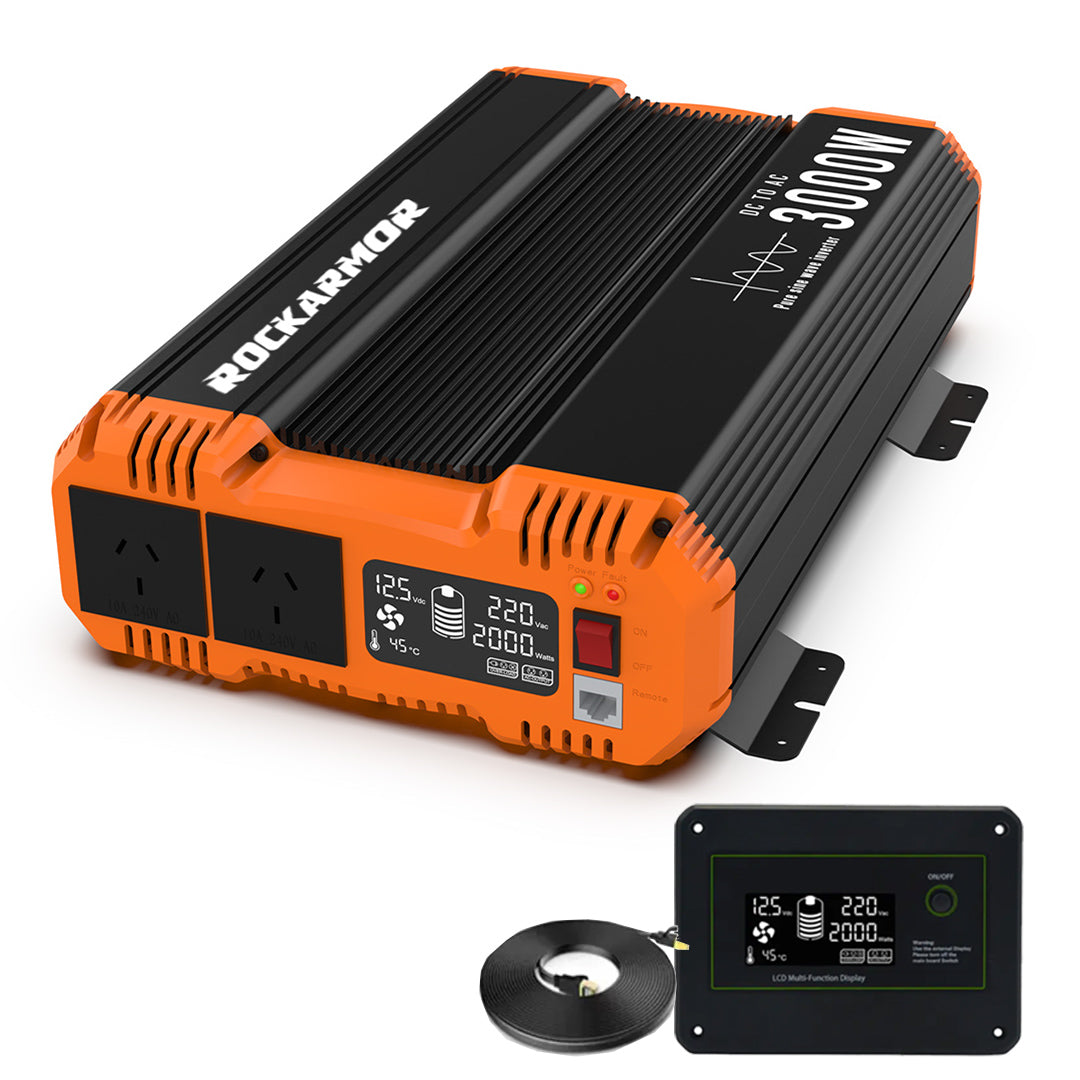 Rockarmor | 3000 Watt Pure Sine Wave Inverter | 12V DC to 240AC – 4x4 ...