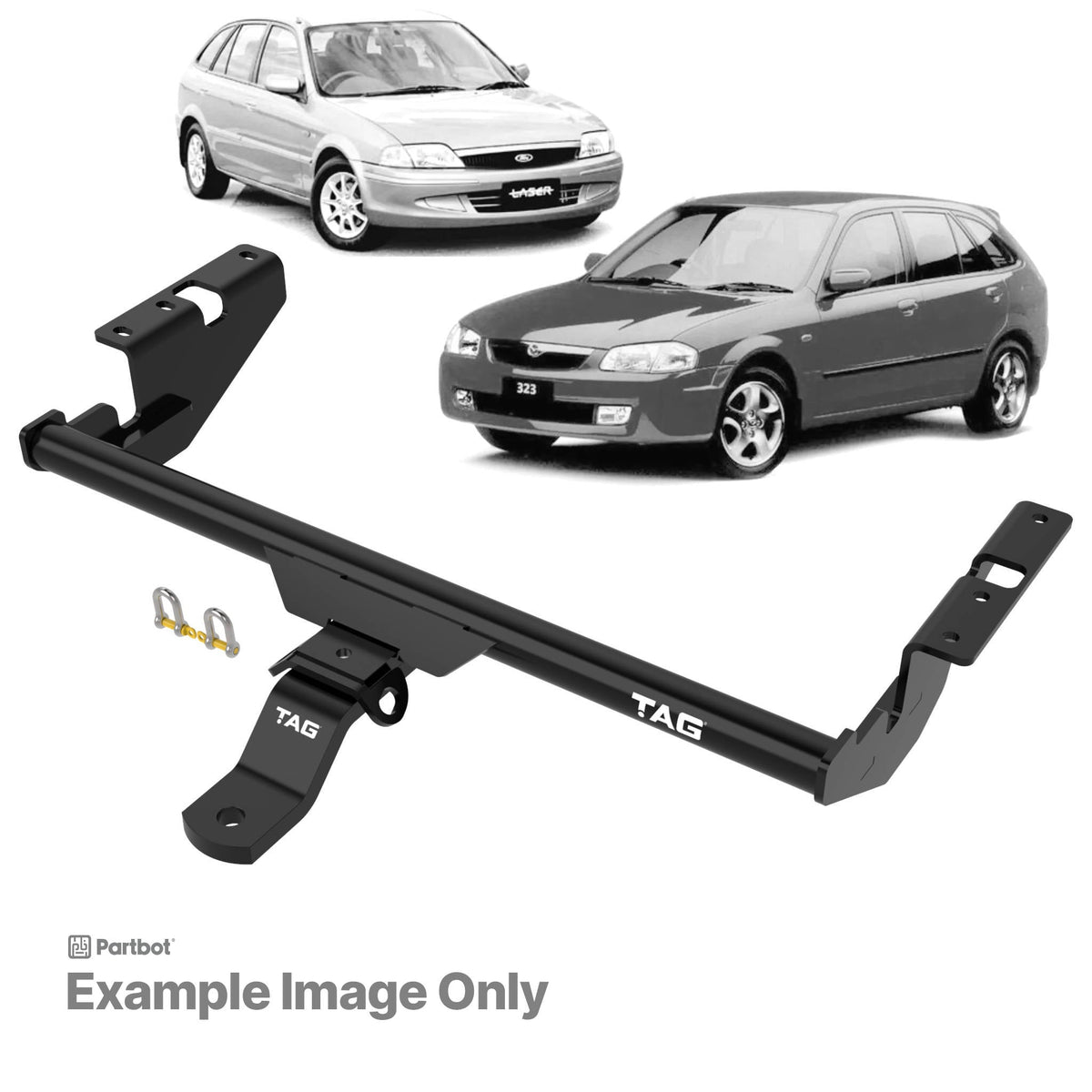 TAG Standard Duty Towbar for Mazda 323 Protegé (05/1998 - 05/2004), 323 Astina (01/2001 - 05/2004), 323 (09/1998 - 2003), Ford Laser (03/1999 - 09/2002)