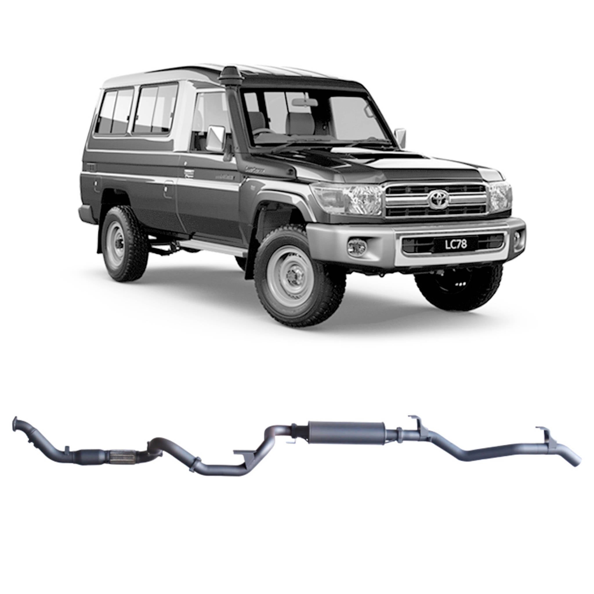 Redback Extreme Duty Exhaust for Toyota Landcruiser 78 Series Troop Carrier (03/2007 - 10/2016)