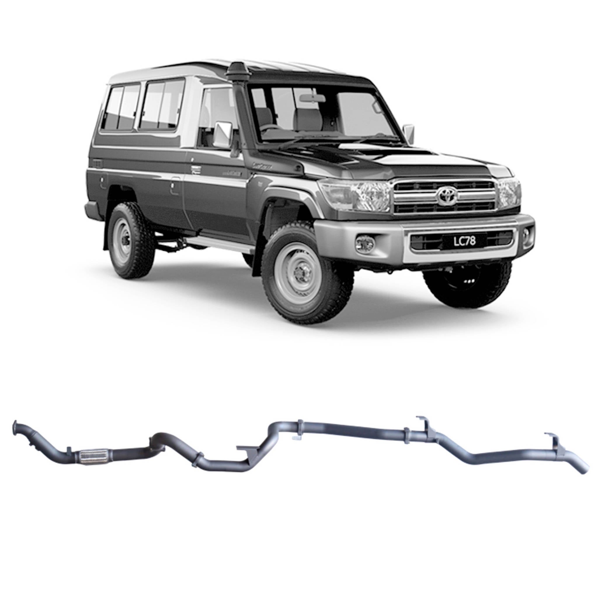 Redback Extreme Duty Exhaust for Toyota Landcruiser 78 Series Troop Carrier (03/2007 - 10/2016)