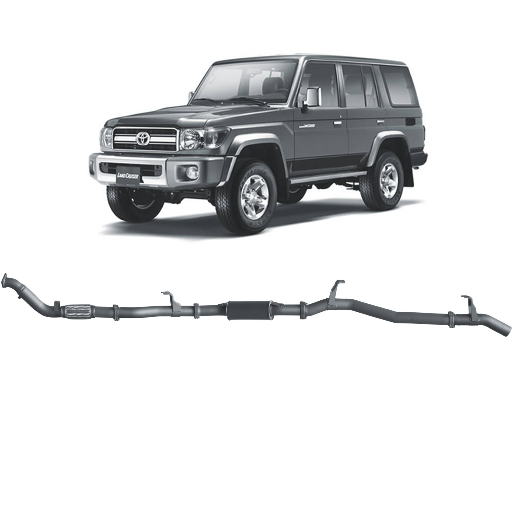 Redback Extreme Duty Exhaust for Toyota Landcruiser 76 Series Wagon (03/2007 - 10/2016)