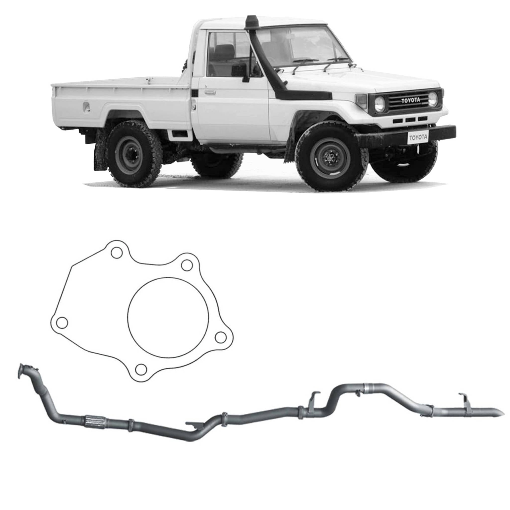 Redback Extreme Duty Exhaust for Toyota Landcruiser 78 Series (01/1990 - 01/2007), Toyota Landcruiser 75 Series (03/1990 - 11/1999)