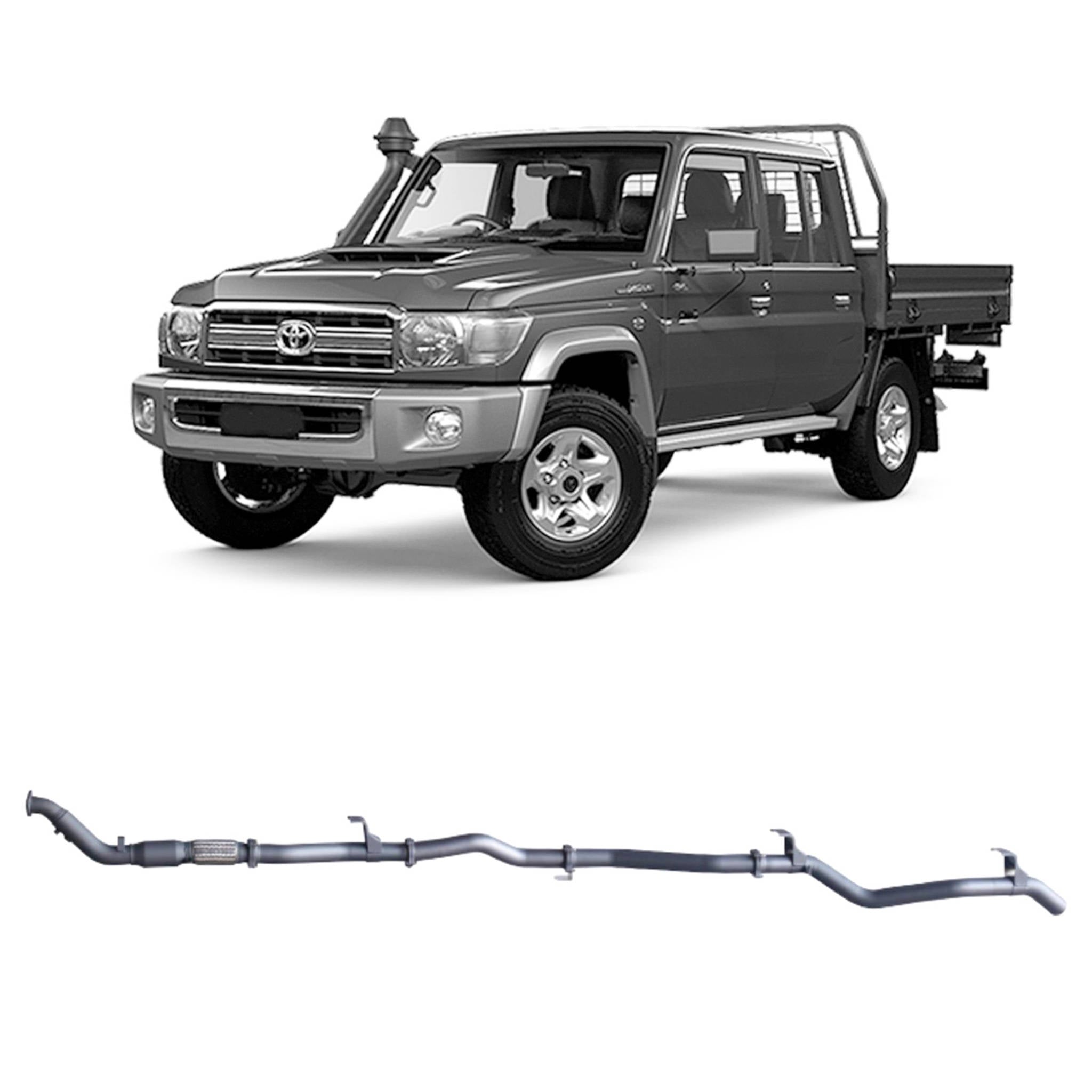 Redback Extreme Duty Exhaust for Toyota Landcruiser 79 Series Double Cab with Auxiliary Fuel Tank (01/2012 - 10/2016)