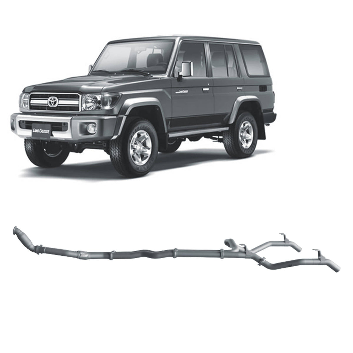 Redback Extreme Duty Twin Exhaust for Toyota 76 Series Landcruiser (03/2007 - 10/2016)