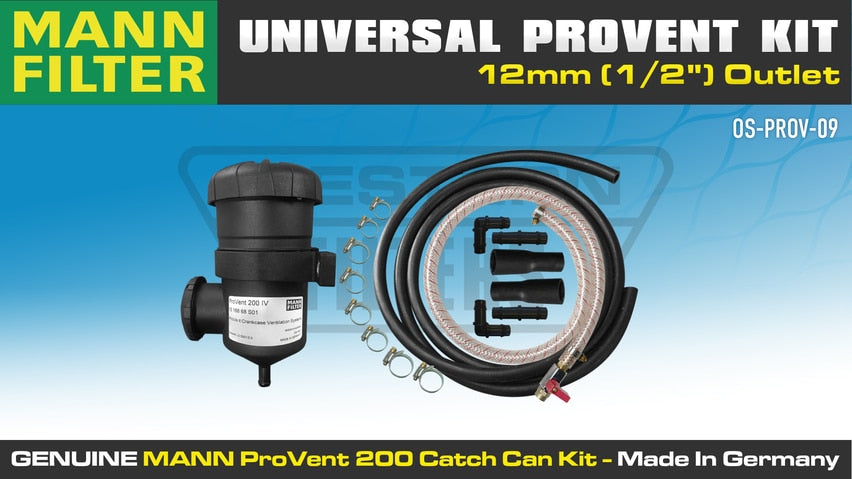 Universal Mann ProVent 1/2" Catch Can Kit for Crank Case 12mm (1/2") Outlet (incl. Nissan Navara / Patrol 2.8L 3.0L ZD30) OS-PROV-09