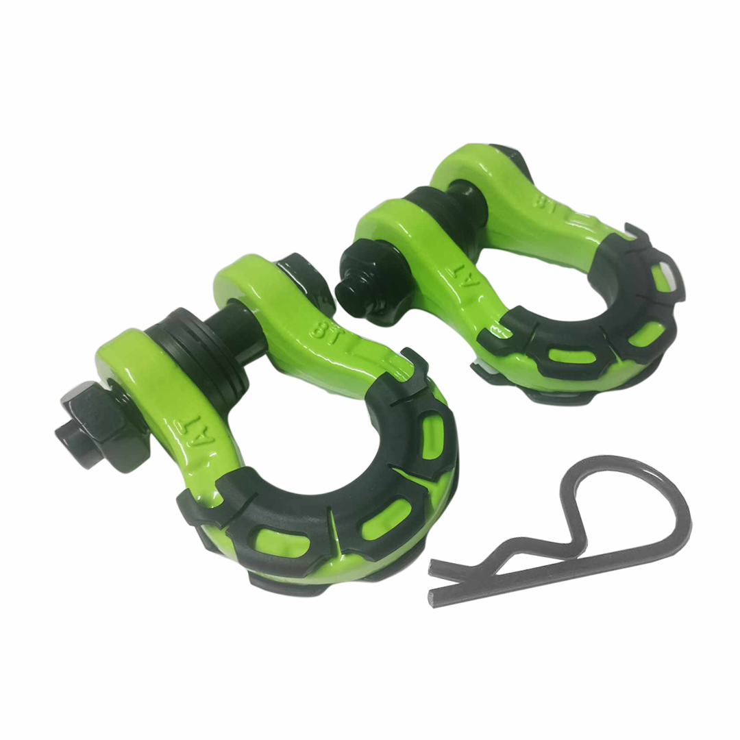 8 Tonne 4X4 Rated Recovery Shackles | Pair (GREEN)