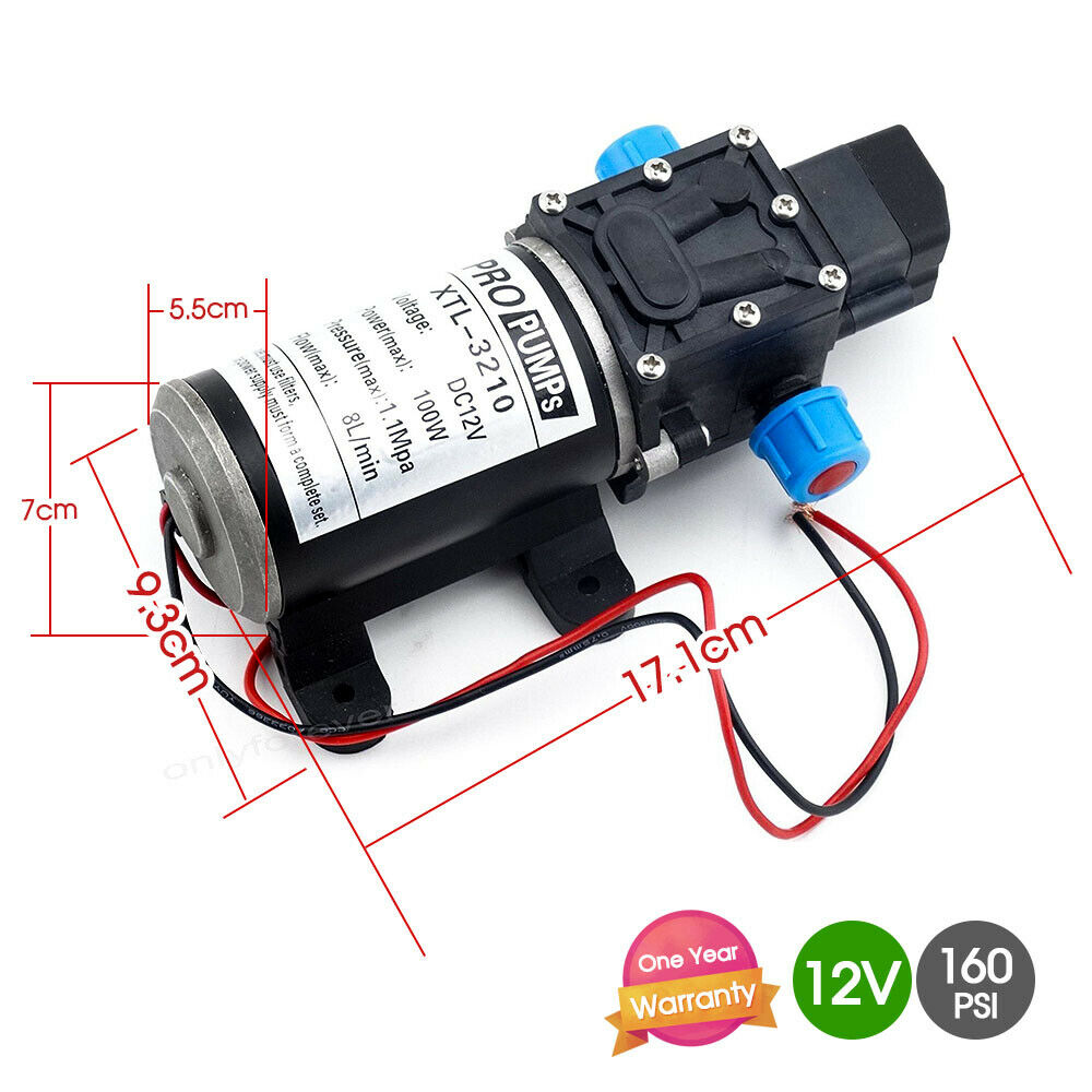 12 Volt 160psi Self Priming 8 litre P/M Water Pump