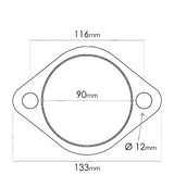 Flange gasket, Universal, ID 90mm (3 1/2"), 2 Bolts